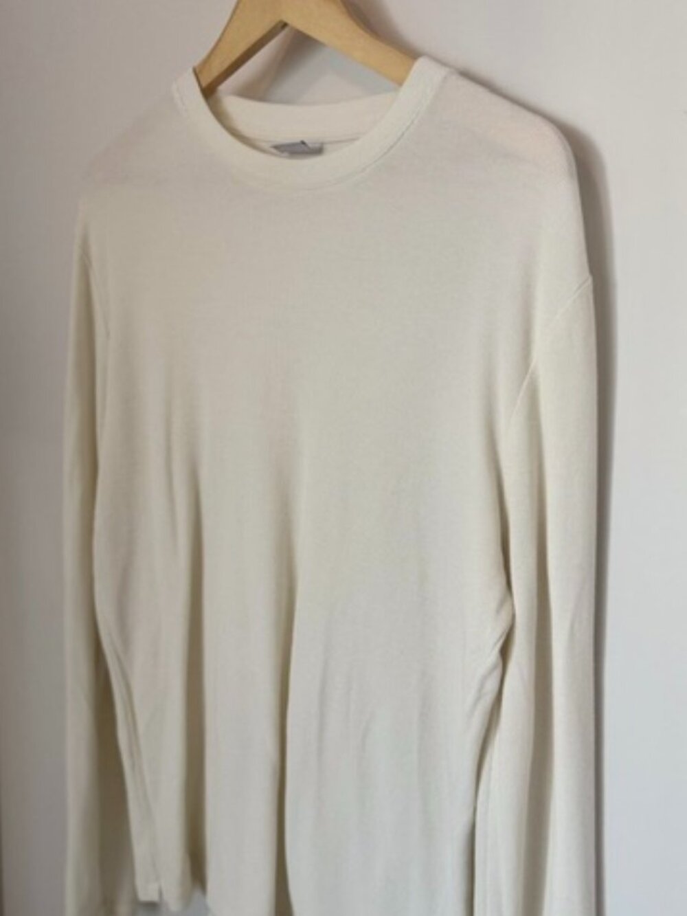 NN07 Waffle Knit Long Sleeve Tee Cream Off White S